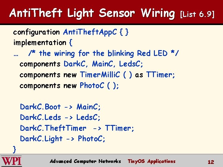 Anti. Theft Light Sensor Wiring [List 6. 9] configuration Anti. Theft. App. C {