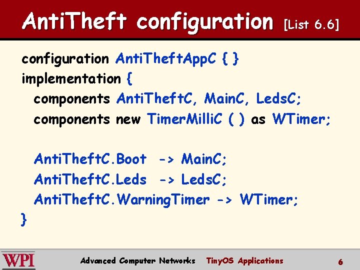 Anti. Theft configuration [List 6. 6] configuration Anti. Theft. App. C { } implementation