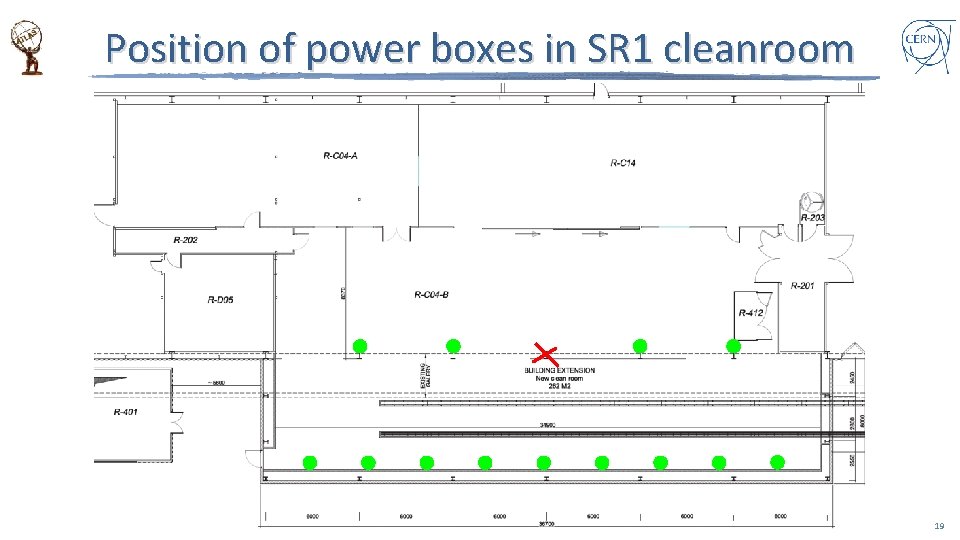 Position of power boxes in SR 1 cleanroom 19 