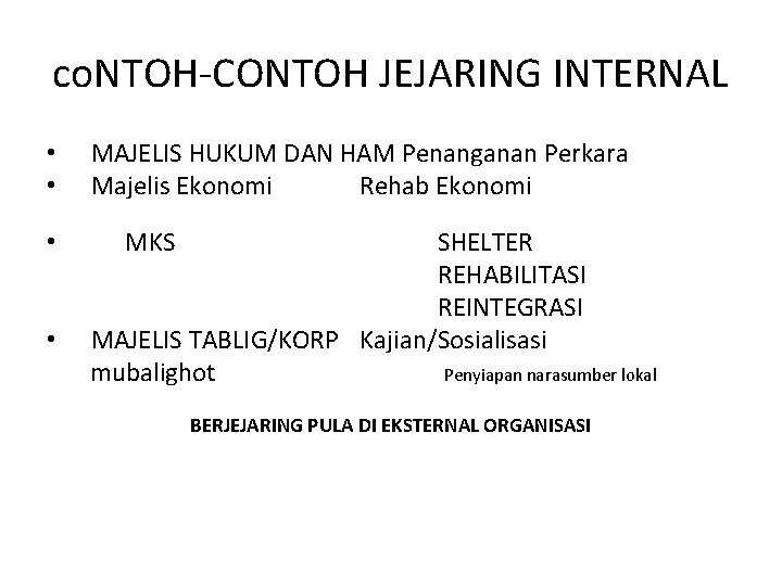 co. NTOH-CONTOH JEJARING INTERNAL • • MAJELIS HUKUM DAN HAM Penanganan Perkara Majelis Ekonomi