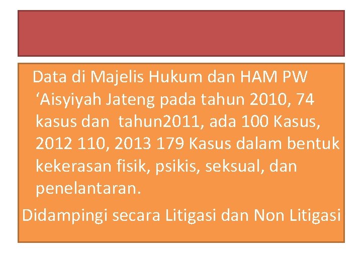  Data di Majelis Hukum dan HAM PW ‘Aisyiyah Jateng pada tahun 2010, 74
