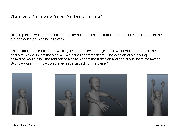 Challenges of Animation for Games: Maintaining the 'Vision' Building on the walk – what Challenges of Animation for Games: Maintaining the 'Vision' Building on the walk – what