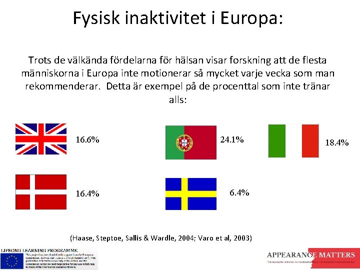 Fysisk inaktivitet i Europa: Trots de välkända fördelarna för hälsan visar forskning att de