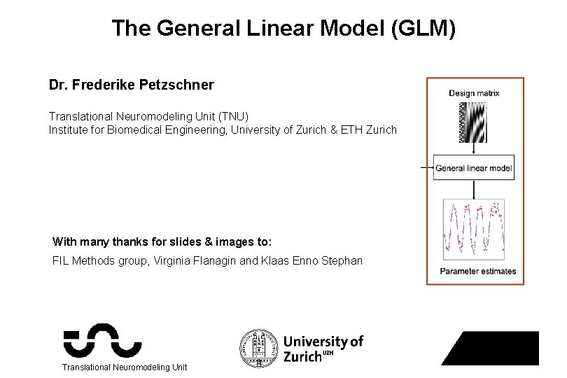 The General Linear Model (GLM) Dr. Frederike Petzschner Translational Neuromodeling Unit (TNU) Institute for