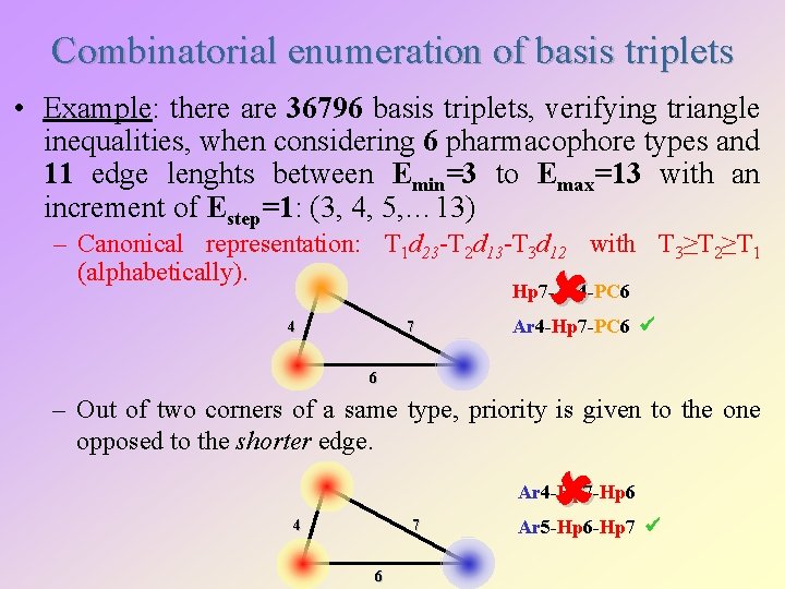 Combinatorial enumeration of basis triplets • Example: there are 36796 basis triplets, verifying triangle