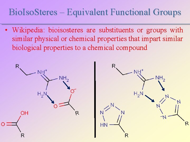 Bio. Iso. Steres – Equivalent Functional Groups • Wikipedia: bioisosteres are substituents or groups