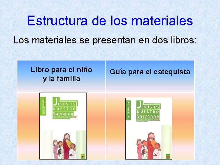 Estructura de los materiales Los materiales se presentan en dos libros: Libro para el