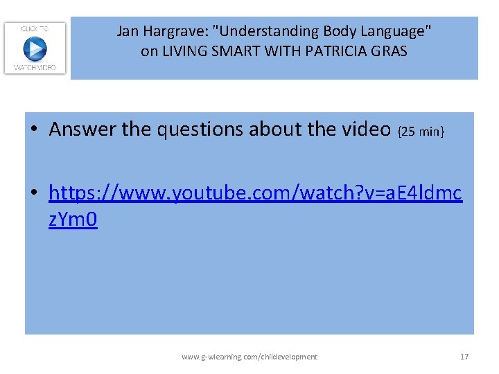 Jan Hargrave: "Understanding Body Language" on LIVING SMART WITH PATRICIA GRAS • Answer the