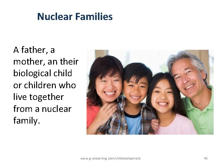 Nuclear Families A father, a mother, an their biological child or children who live