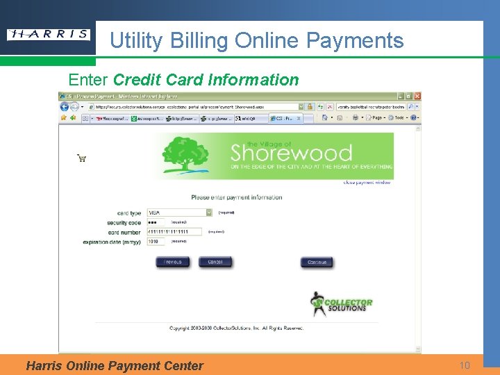 Utility Billing Online Payments Enter Credit Card Information Harris Online Payment Center 10 