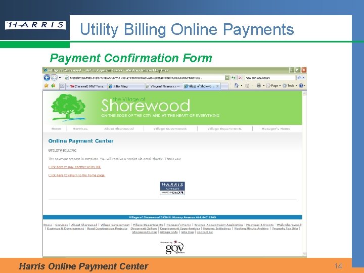 Utility Billing Online Payments Payment Confirmation Form Harris Online Payment Center 14 