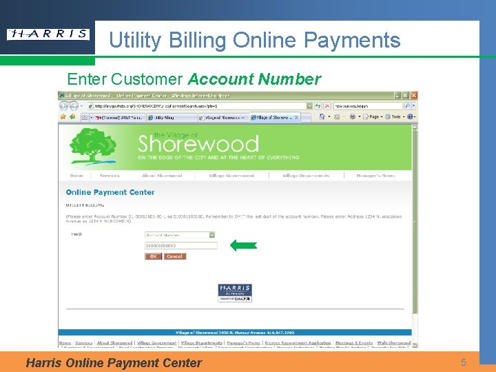 Utility Billing Online Payments Enter Customer Account Number Harris Online Payment Center 5 