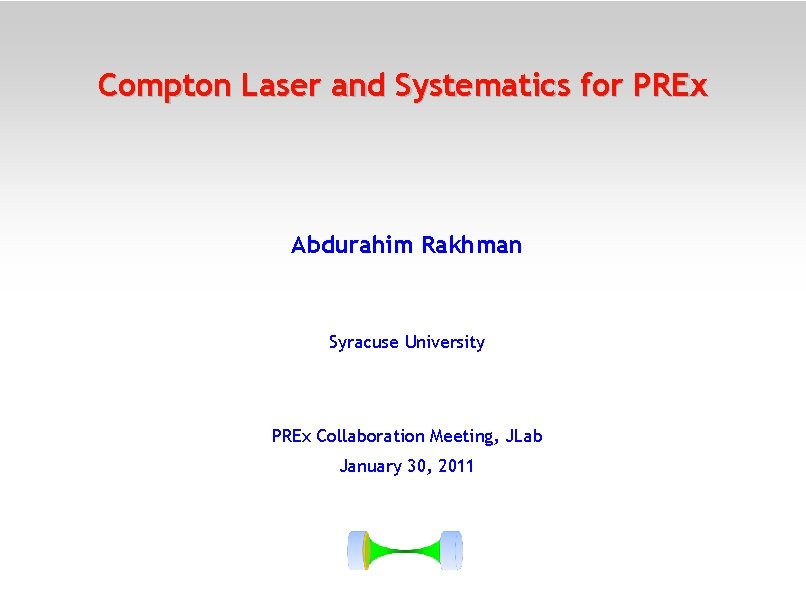 Compton Laser and Systematics for PREx Abdurahim Rakhman Syracuse University PREx Collaboration Meeting, JLab