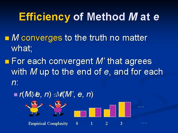 Efficiency of Method M at e n. M converges to the truth no matter Efficiency of Method M at e n. M converges to the truth no matter