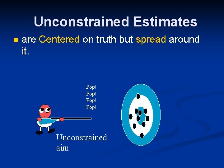 Unconstrained Estimates n are Centered on truth but spread around it. Pop! Unconstrained aim Unconstrained Estimates n are Centered on truth but spread around it. Pop! Unconstrained aim