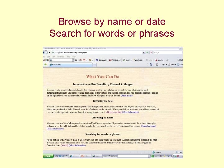 Browse by name or date Search for words or phrases 