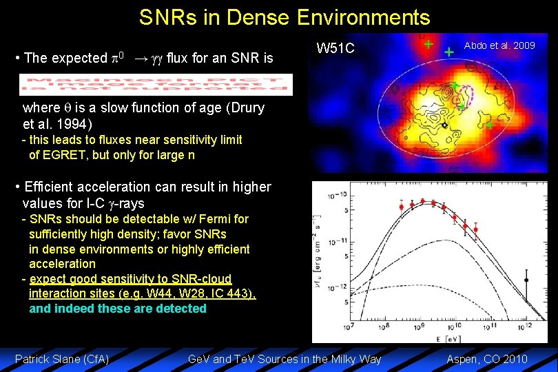 SNRs in Dense Environments • The expected 0 → flux for an SNR is