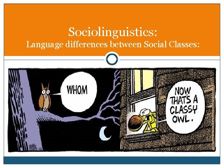 Sociolinguistics: Language differences between Social Classes: 