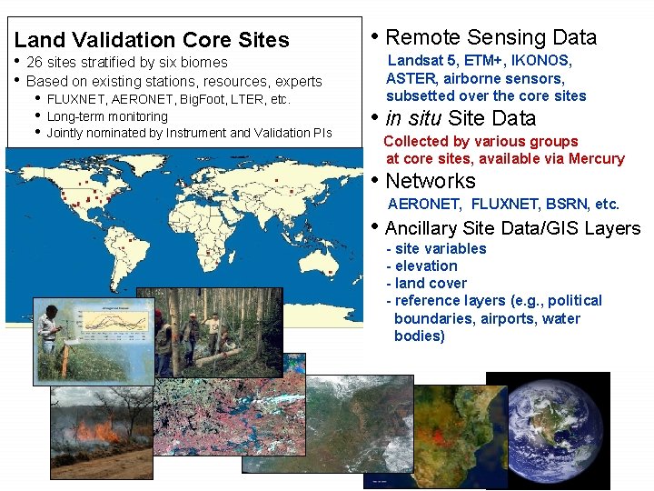 Land Validation Core Sites • 26 sites stratified by six biomes • Based on