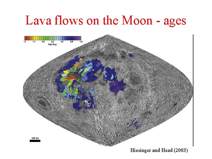 Lava flows on the Moon - ages Hiesinger and Head (2003) 