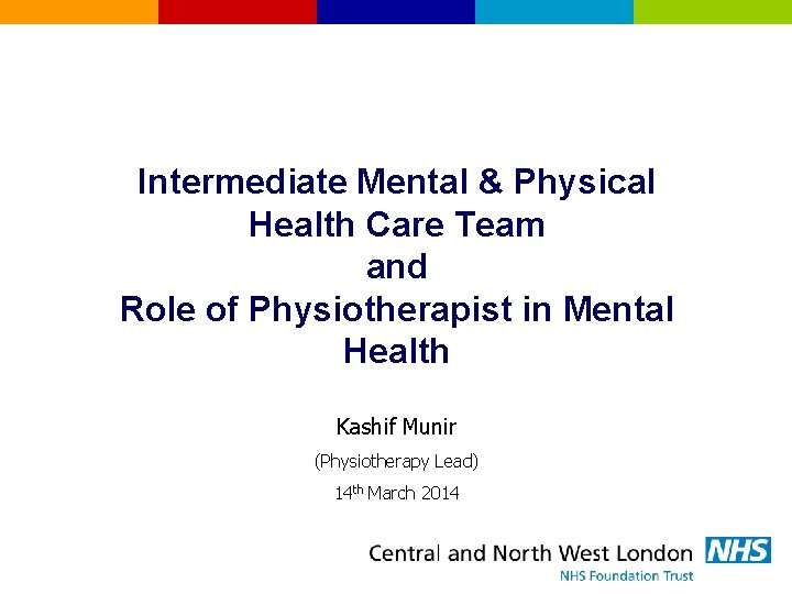 Intermediate Mental & Physical Health Care Team and Role of Physiotherapist in Mental Health