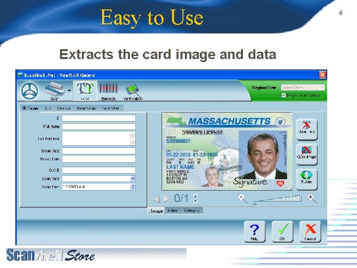 Easy to Use Extracts the card image and data 6 