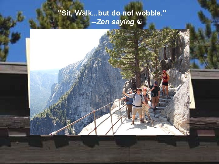 "Sit, Walk. . . but do not wobble. " --Zen saying 