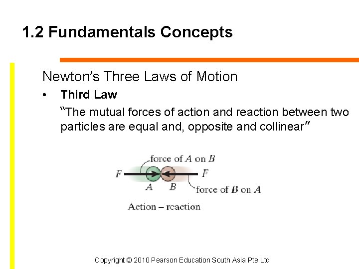 1. 2 Fundamentals Concepts Newton’s Three Laws of Motion • Third Law “The mutual