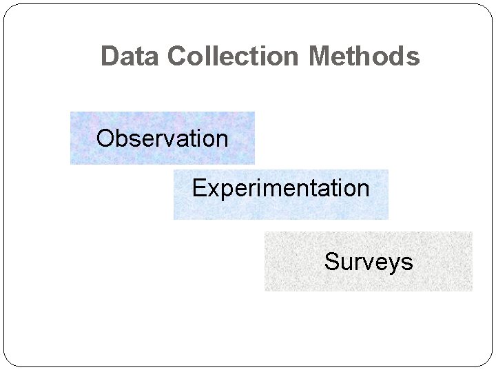 Data Collection Methods Observation Experimentation Surveys 