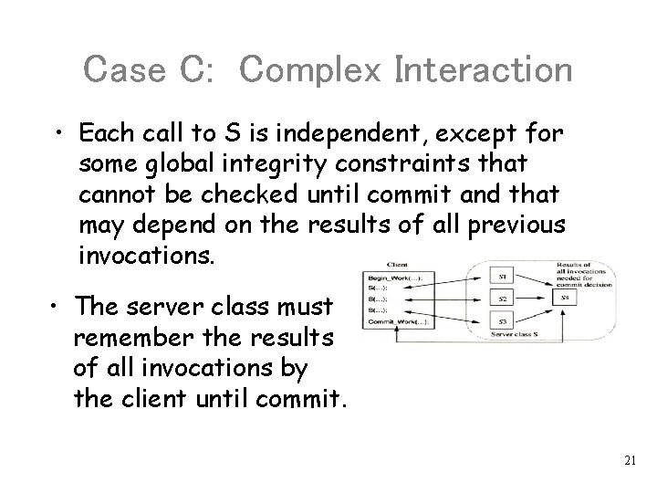 Case C: Complex Interaction • Each call to S is independent, except for some