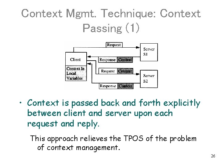 Context Mgmt. Technique: Context Passing (1) • Context is passed back and forth explicitly