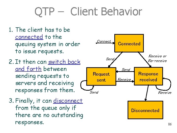 QTP – Client Behavior 1. The client has to be connected to the queuing