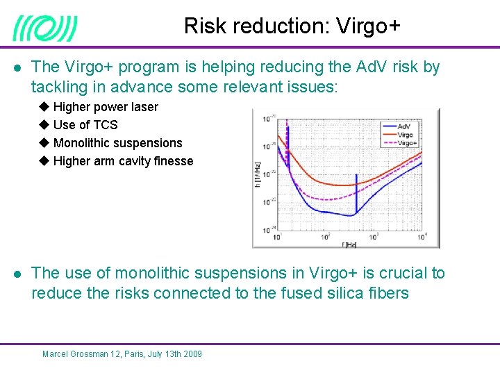 Risk reduction: Virgo+ l The Virgo+ program is helping reducing the Ad. V risk