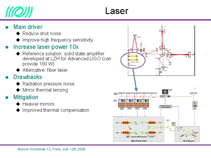 Laser l Main driver u Reduce shot noise u Improve high frequency sensitivity l