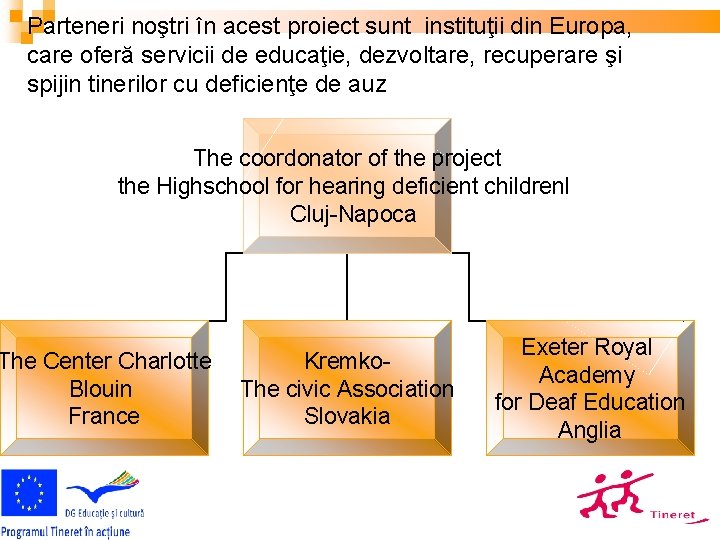 Parteneri noştri în acest proiect sunt instituţii din Europa, care oferă servicii de educaţie,