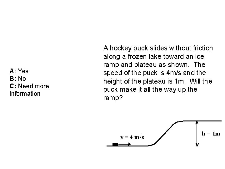 A: Yes B: No C: Need more information A hockey puck slides without friction