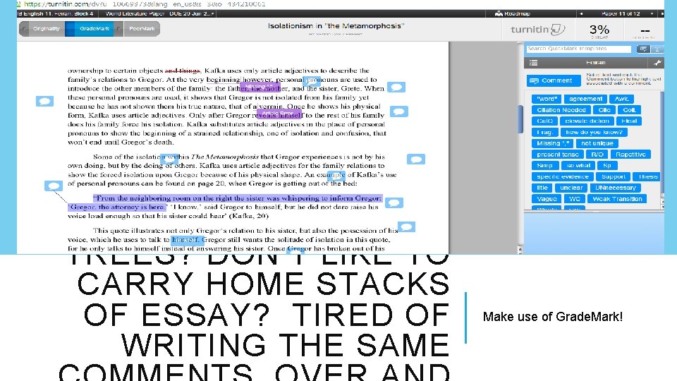 DON’T LIKE TO KILL TREES? DON’T LIKE TO CARRY HOME STACKS OF ESSAY? TIRED