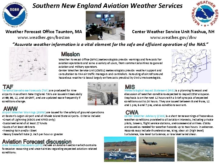 Southern New England Aviation Weather Services Weather Forecast Office Taunton, MA Center Weather Service Southern New England Aviation Weather Services Weather Forecast Office Taunton, MA Center Weather Service