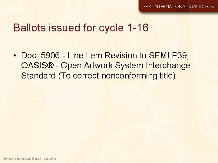 Ballots issued for cycle 1 -16 • Doc. 5906 - Line Item Revision to