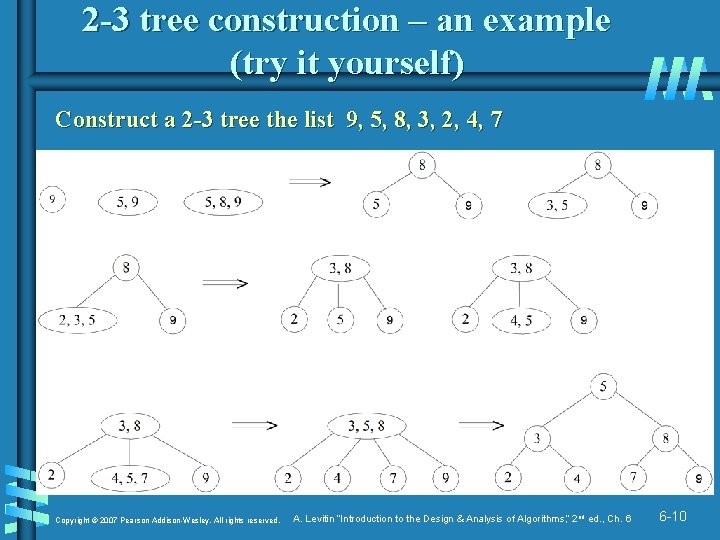 2 -3 tree construction – an example (try it yourself) Construct a 2 -3