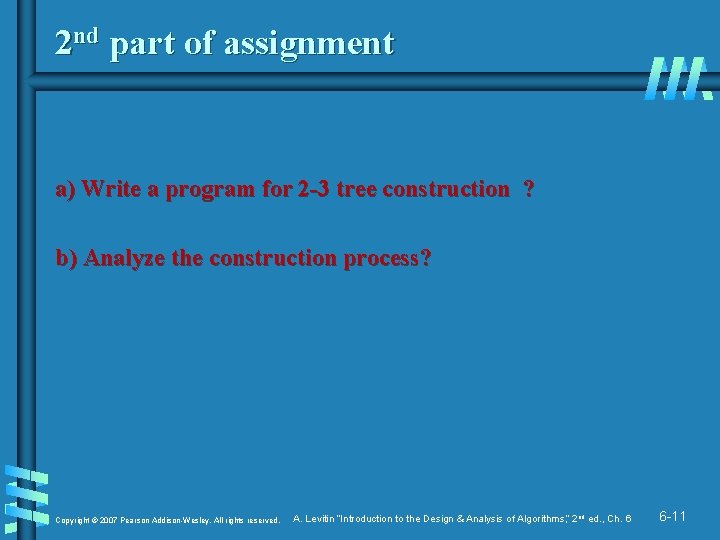 2 nd part of assignment a) Write a program for 2 -3 tree construction