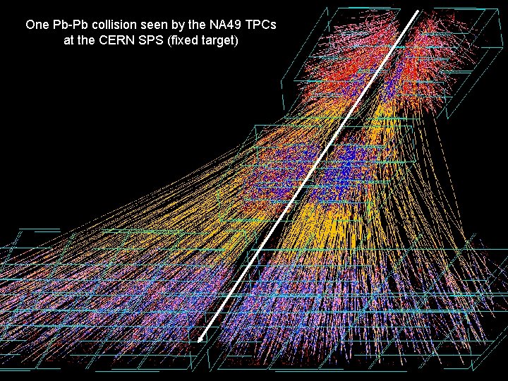 One Pb-Pb collision seen by the NA 49 TPCs at the CERN SPS (fixed