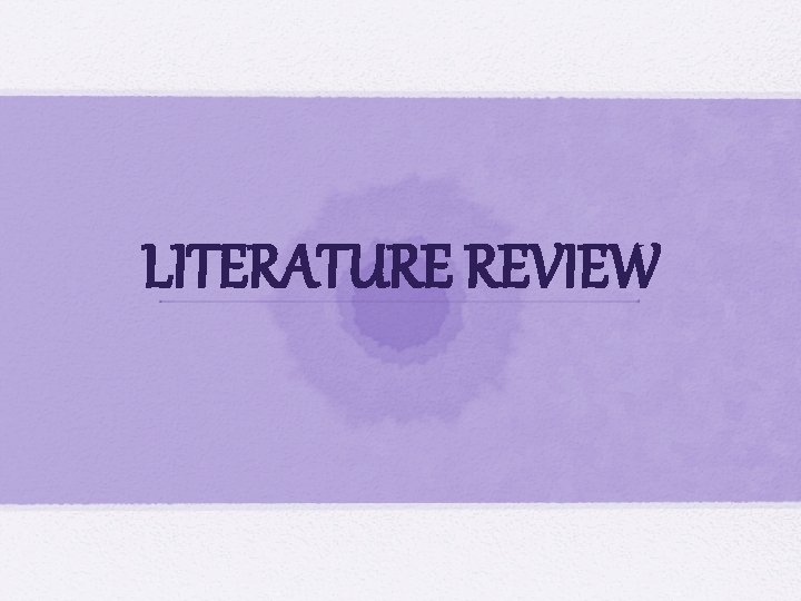 LITERATURE REVIEW 