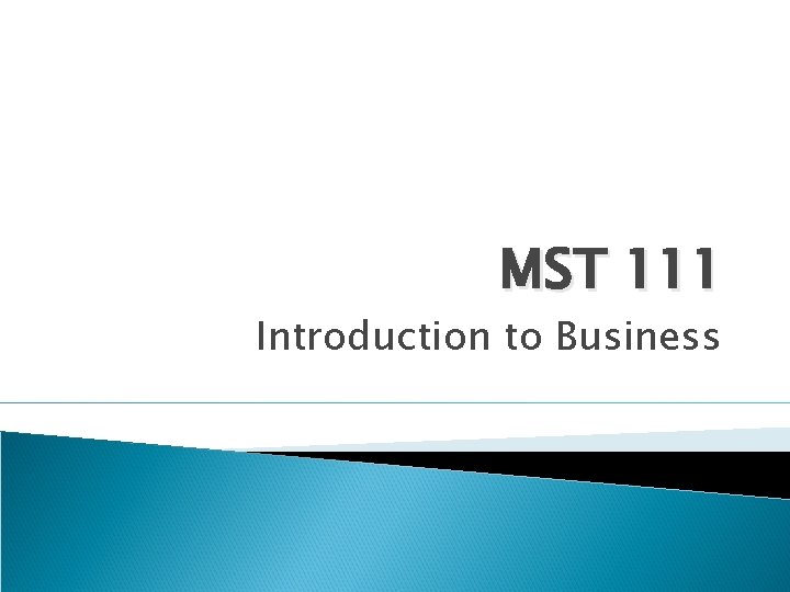 MST 111 Introduction to Business 