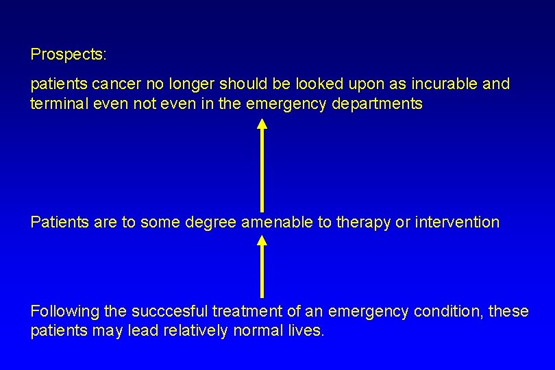 Prospects: patients cancer no longer should be looked upon as incurable and terminal even