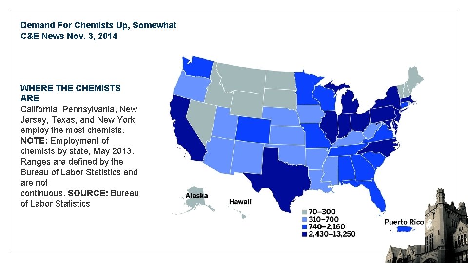 Demand For Chemists Up, Somewhat C&E News Nov. 3, 2014 WHERE THE CHEMISTS ARE