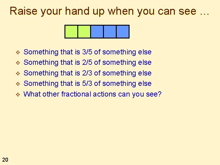 Raise your hand up when you can see … v v v 20 Something