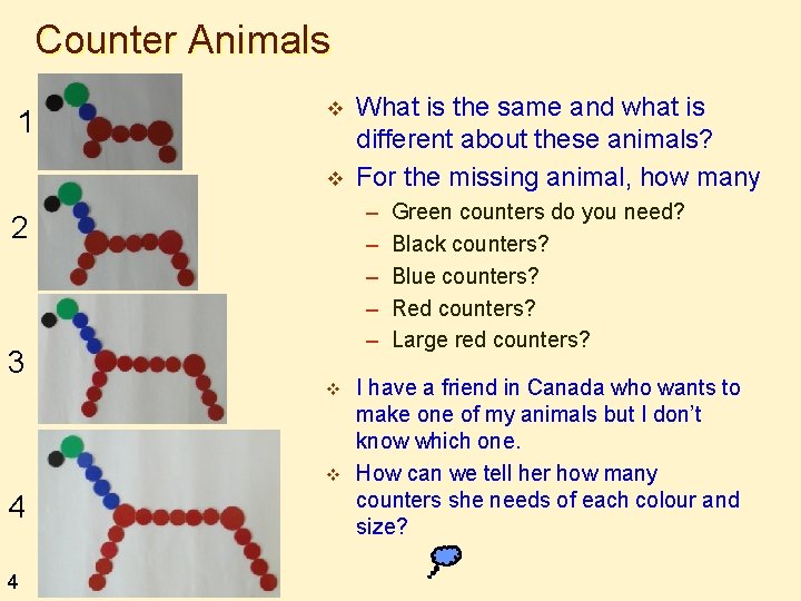 Counter Animals 1 v v – – – 2 3 v v 4 4