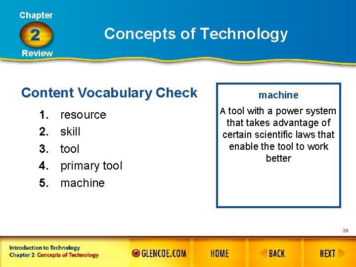 Chapter 2 Concepts of Technology Review Content Vocabulary Check 1. 2. 3. 4. 5.