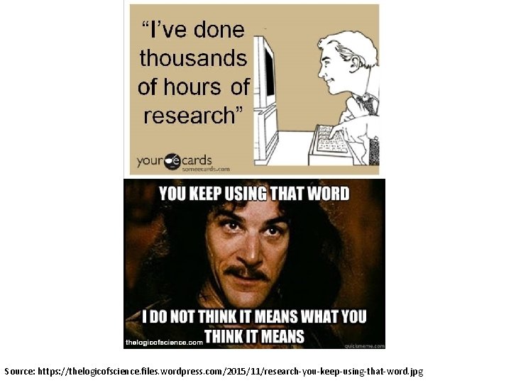 Source: https: //thelogicofscience. files. wordpress. com/2015/11/research-you-keep-using-that-word. jpg Source: https: //thelogicofscience. files. wordpress. com/2015/11/research-you-keep-using-that-word. jpg